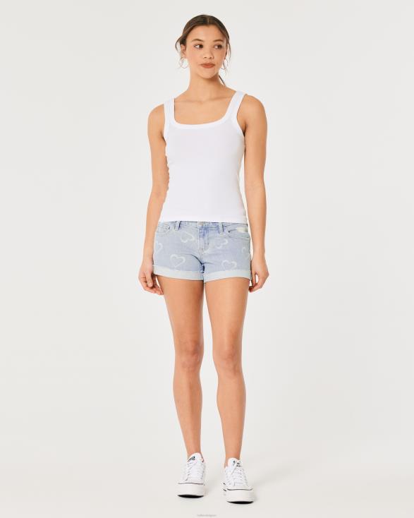 laagbouw denim short met lichte wassing hartpatroon 3'' lichte wassing vrouwen Hollister bodems 06JX754