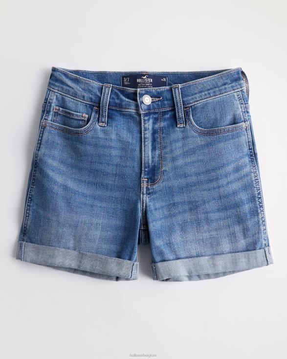 mid-rise denim short met medium wassing 5'' medium wassen vrouwen Hollister bodems 06JX659