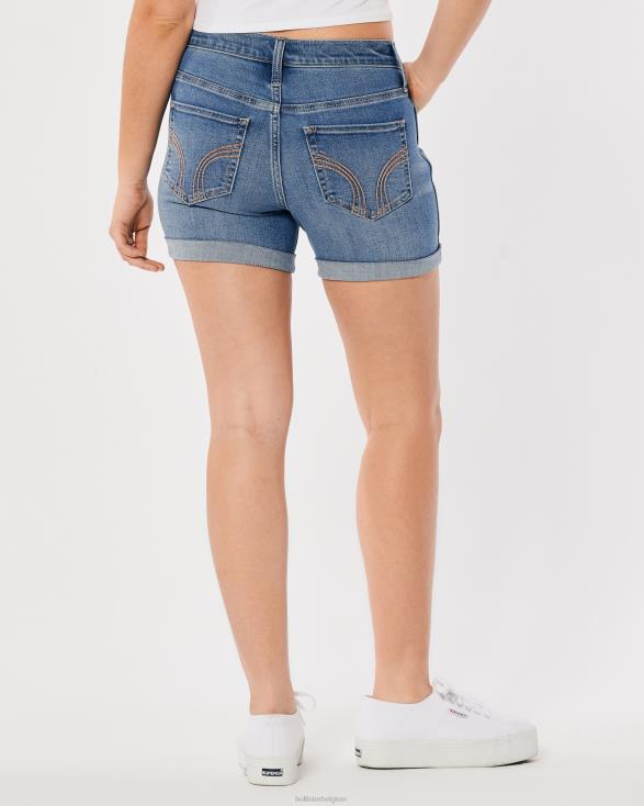 mid-rise denim short met medium wassing 5'' medium wassen vrouwen Hollister bodems 06JX659