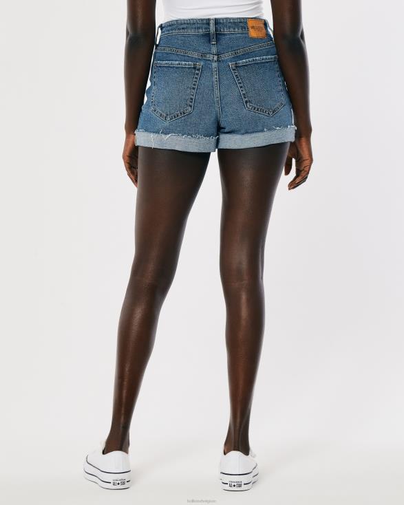 mom-short met ultrahoge taille en gescheurde medium wassing medium gescheurde was vrouwen Hollister bodems 06JX463