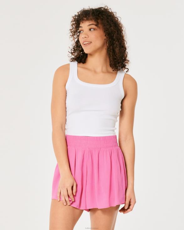 soepel vallende zachte short met ultrahoge taille roze vrouwen Hollister bodems 06JX653