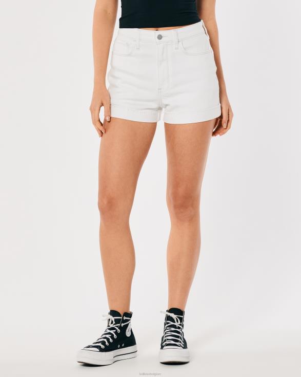 ultrahoge witte denim mom short wit vrouwen Hollister bodems 06JX500