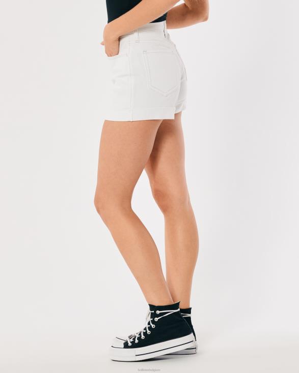 ultrahoge witte denim mom short wit vrouwen Hollister bodems 06JX500