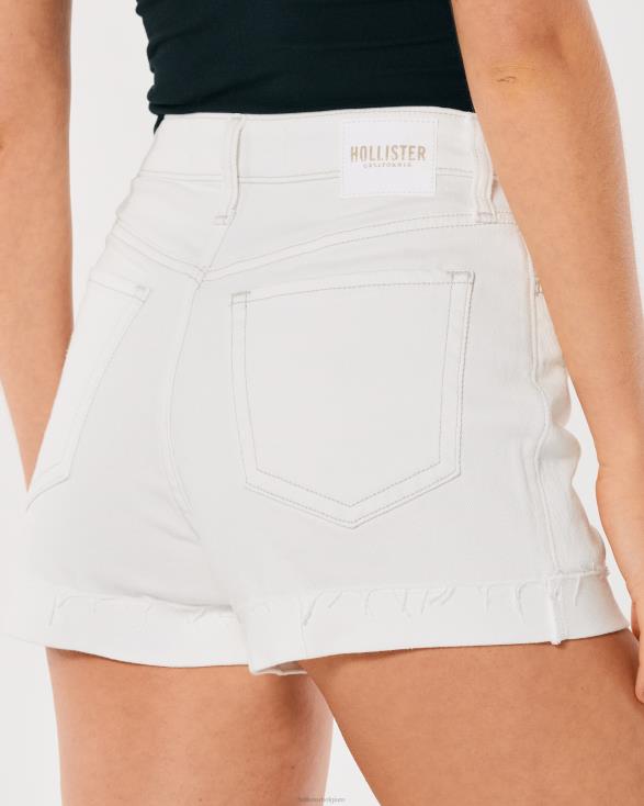 ultrahoge witte denim mom short wit vrouwen Hollister bodems 06JX500