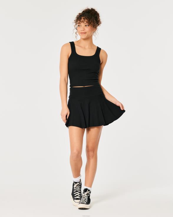 mini-skaterskort met ultrahoge taille zwart vrouwen Hollister bodems 06JX483