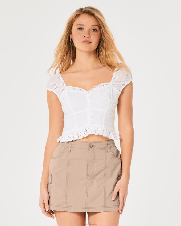 popeline cargo minirok met hoge taille khaki vrouwen Hollister bodems 06JX677