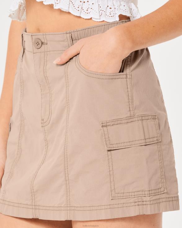 popeline cargo minirok met hoge taille khaki vrouwen Hollister bodems 06JX677