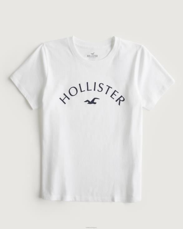 eenvoudig T-shirt met logo-afbeelding wit vrouwen Hollister toppen 06JX240