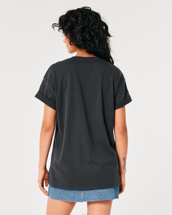 oversized T-shirt met grafische print voor motorfietsen met wilde geesten donker grijs vrouwen Hollister toppen 06JX423