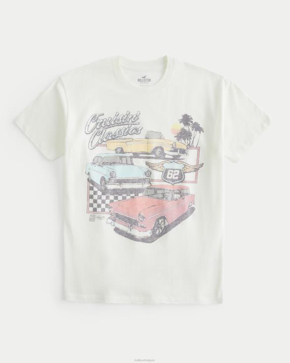 oversized T-shirt met klassieke autoprint wit vrouwen Hollister toppen 06JX61