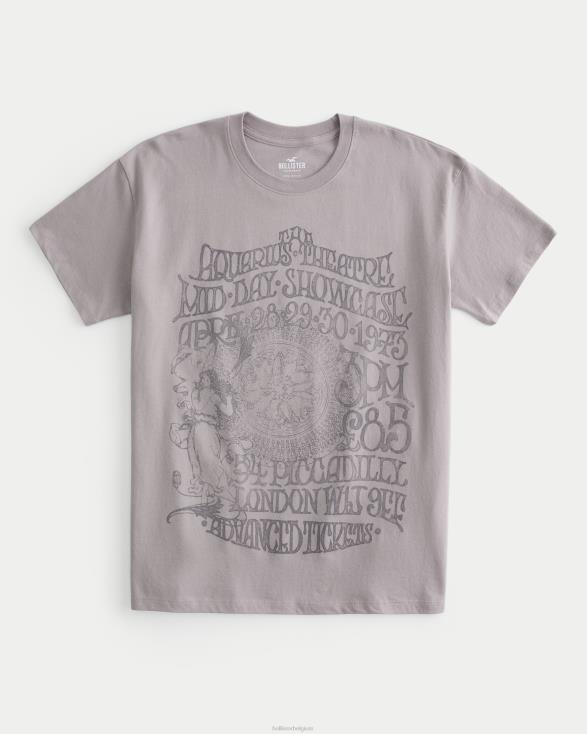 oversized london theatre graphic tee paars grijs vrouwen Hollister toppen 06JX114