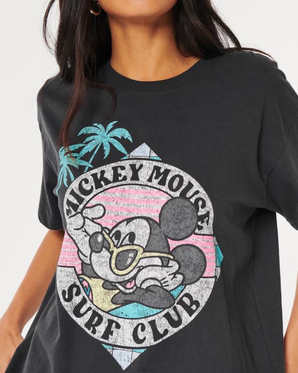 oversized mickey mouse grafisch T-shirt donker grijs vrouwen Hollister toppen 06JX127