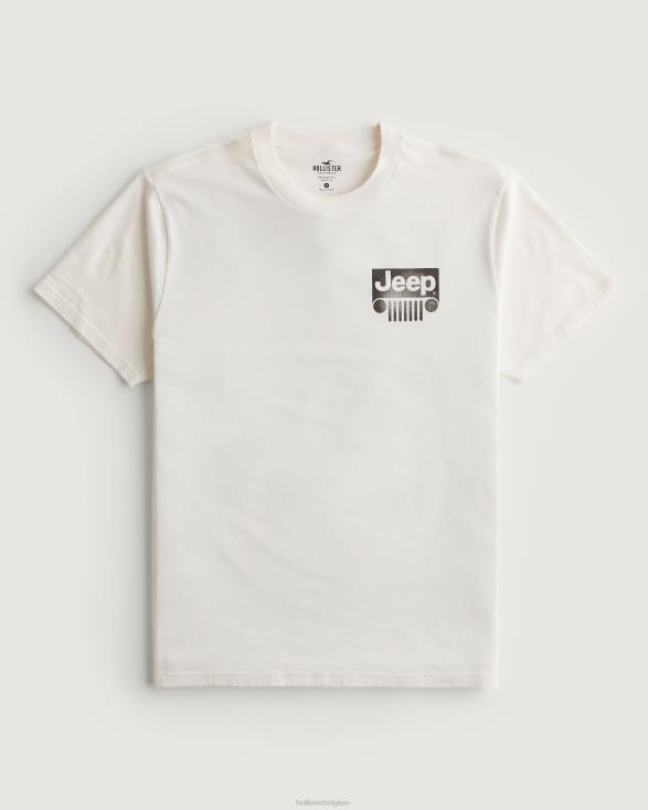 relaxed jeep grafisch T-shirt gebroken witte jeep vrouwen Hollister toppen 06JX162