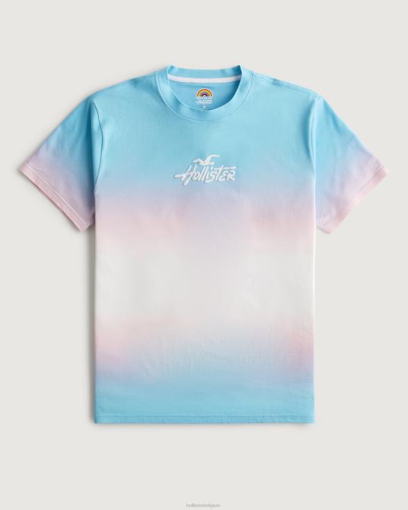trots relaxed logo grafisch T-shirt lichtblauwe tie-dye vrouwen Hollister toppen 06JX120