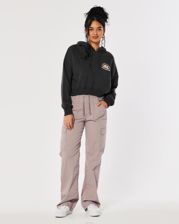 Hoodie met bijgesneden logo donker grijs vrouwen Hollister toppen 06JX245