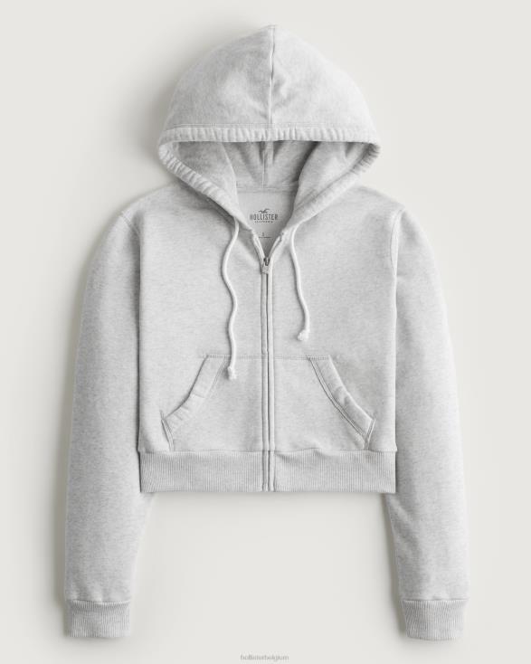 feel good mini-hoodie met volledige ritssluiting licht grijs gemêleerd vrouwen Hollister toppen 06JX90