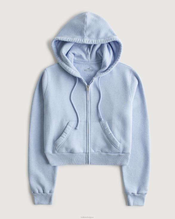 feel good mini-hoodie met volledige ritssluiting lichtblauw vrouwen Hollister toppen 06JX281