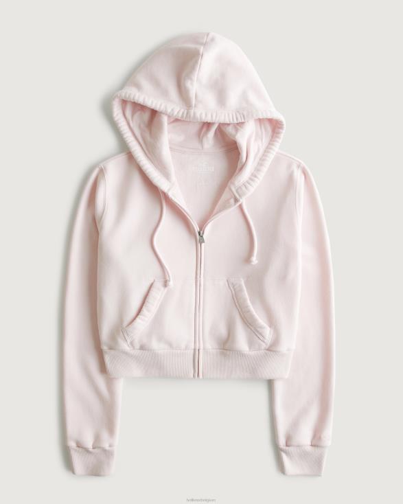 feel good mini-hoodie met volledige ritssluiting lichtroze vrouwen Hollister toppen 06JX109