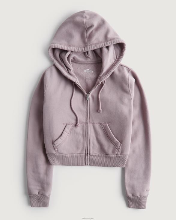 feel good mini-hoodie met volledige ritssluiting paars grijs vrouwen Hollister toppen 06JX233