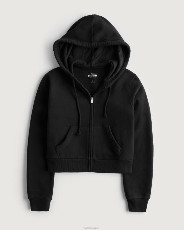 feel good mini-hoodie met volledige ritssluiting zwart vrouwen Hollister toppen 06JX83