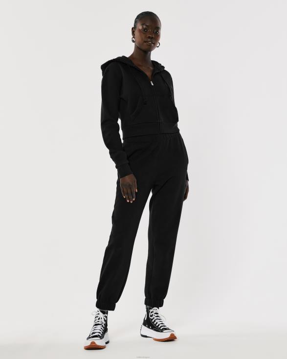 feel good mini-hoodie met volledige ritssluiting zwart vrouwen Hollister toppen 06JX83