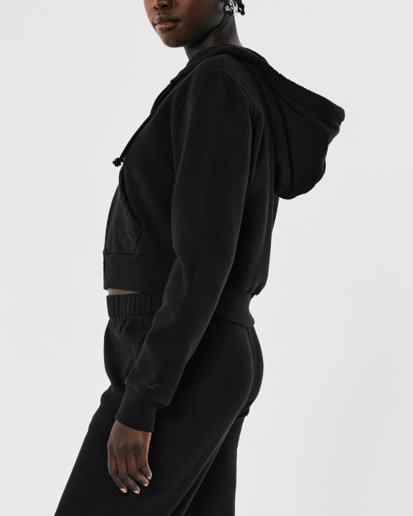 feel good mini-hoodie met volledige ritssluiting zwart vrouwen Hollister toppen 06JX83