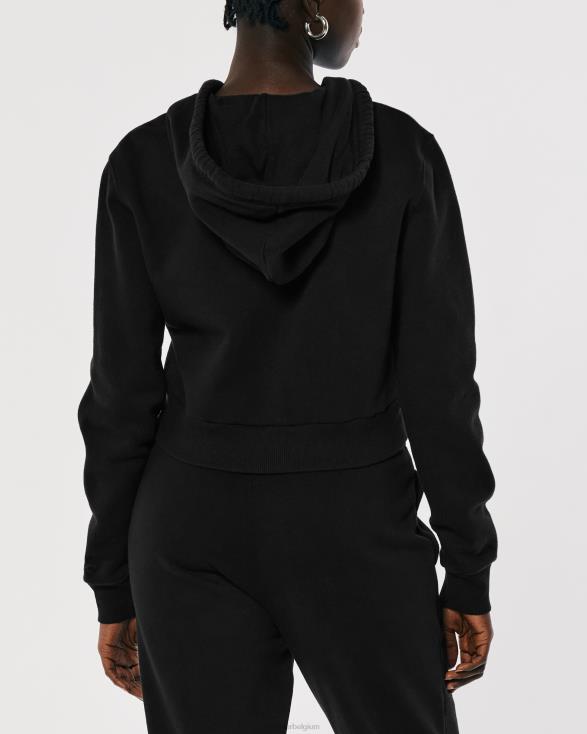 feel good mini-hoodie met volledige ritssluiting zwart vrouwen Hollister toppen 06JX83