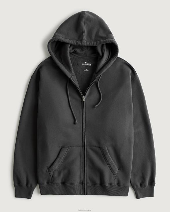 feel good oversized hoodie met volledige rits donker grijs vrouwen Hollister toppen 06JX26