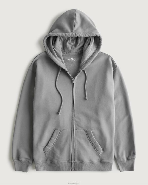 feel good oversized hoodie met volledige rits grijs vrouwen Hollister toppen 06JX166
