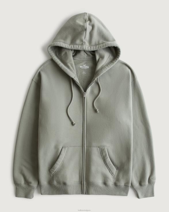 feel good oversized hoodie met volledige rits licht groen vrouwen Hollister toppen 06JX122