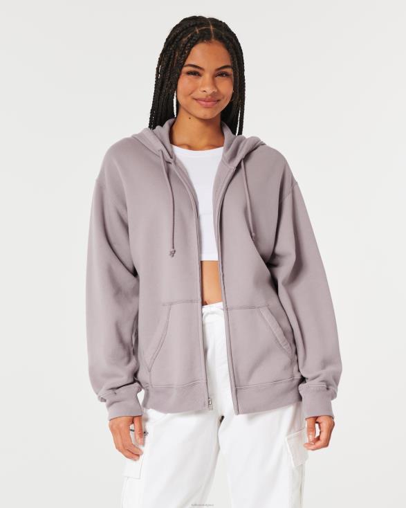feel good oversized hoodie met volledige rits paars grijs vrouwen Hollister toppen 06JX77