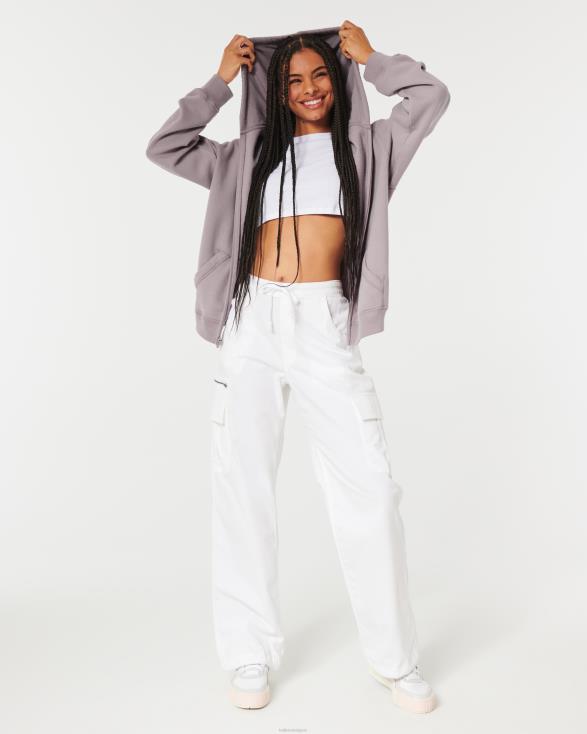 feel good oversized hoodie met volledige rits paars grijs vrouwen Hollister toppen 06JX77