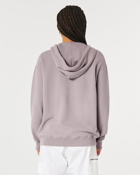 feel good oversized hoodie met volledige rits paars grijs vrouwen Hollister toppen 06JX77