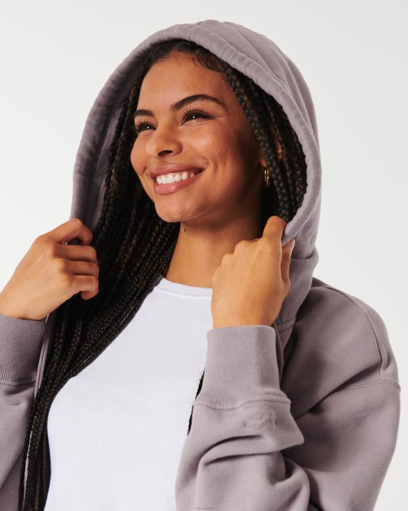 feel good oversized hoodie met volledige rits paars grijs vrouwen Hollister toppen 06JX77
