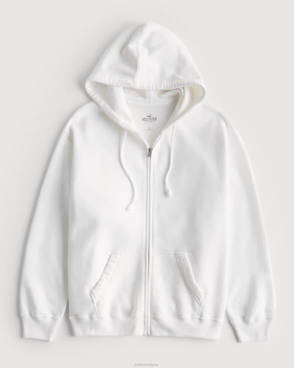 feel good oversized hoodie met volledige rits wit vrouwen Hollister toppen 06JX81