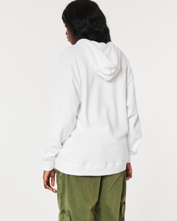 feel good oversized hoodie met volledige rits wit vrouwen Hollister toppen 06JX81