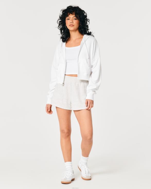 gemakkelijke badstof hoodie met volledige ritssluiting wit vrouwen Hollister toppen 06JX170