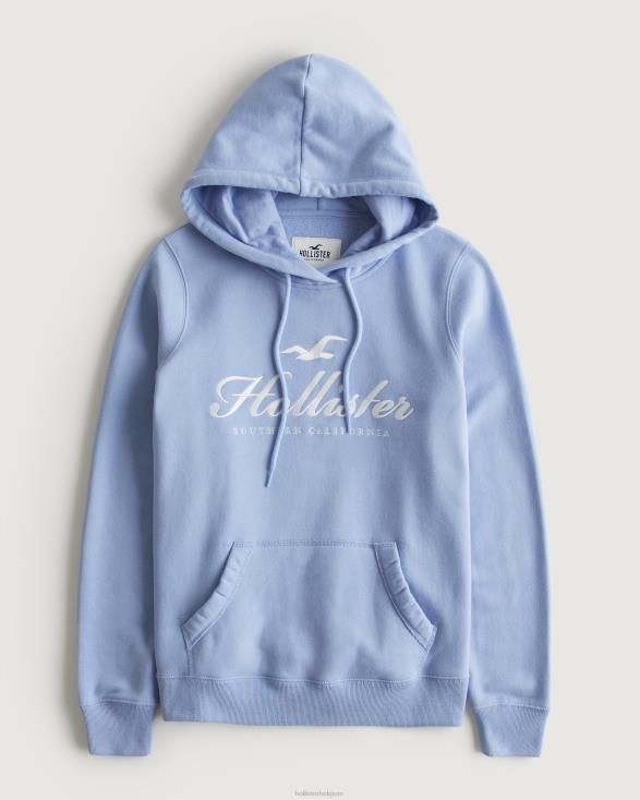gemakkelijke hoodie met logo-afbeelding lichtblauw vrouwen Hollister toppen 06JX315
