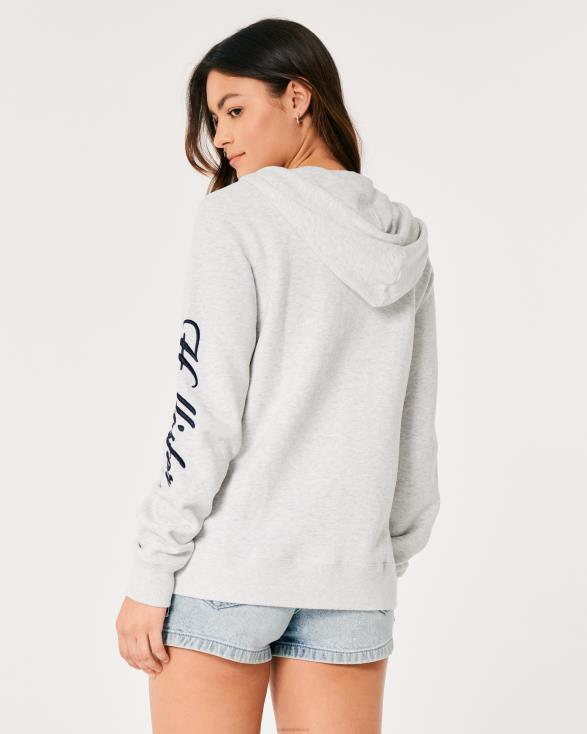 gemakkelijke hoodie met logo en volledige ritssluiting licht grijs gemêleerd vrouwen Hollister toppen 06JX296