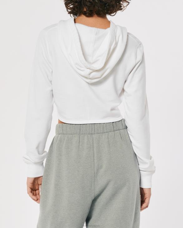 gestikte hoodie met volledige ritssluiting wit vrouwen Hollister toppen 06JX226