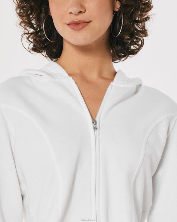 gestikte hoodie met volledige ritssluiting wit vrouwen Hollister toppen 06JX226