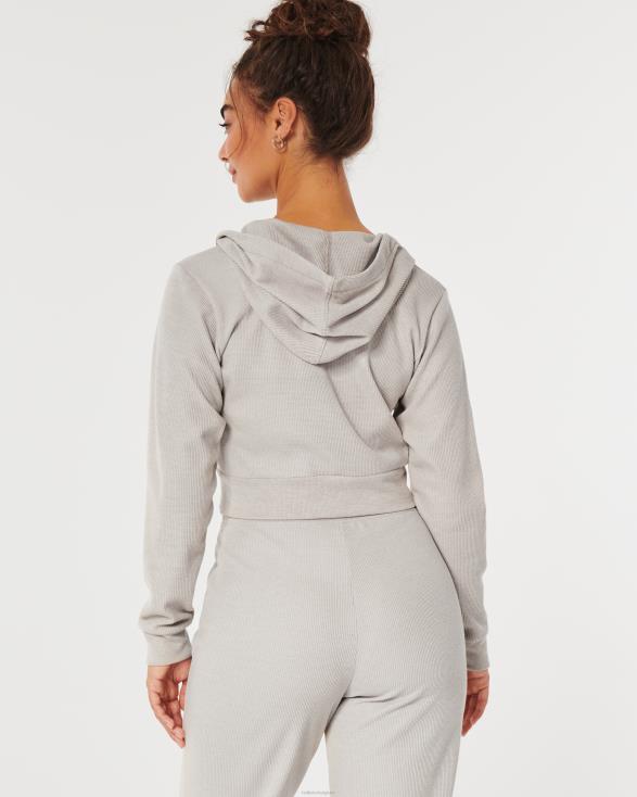 gilly hicks gezellige microwafel met volledige ritssluiting beige vrouwen Hollister toppen 06JX136