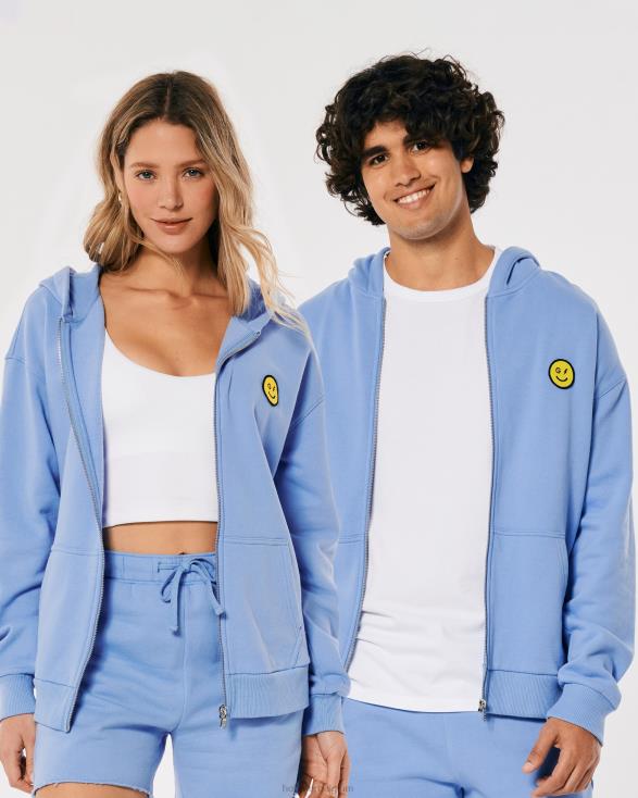 gilly hicks smile series hoodie met volledige rits blauw vrouwen Hollister toppen 06JX441