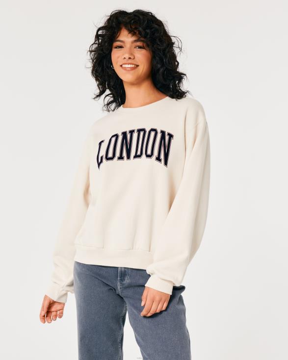 oversized London graphic sweatshirt met ronde hals room vrouwen Hollister toppen 06JX46