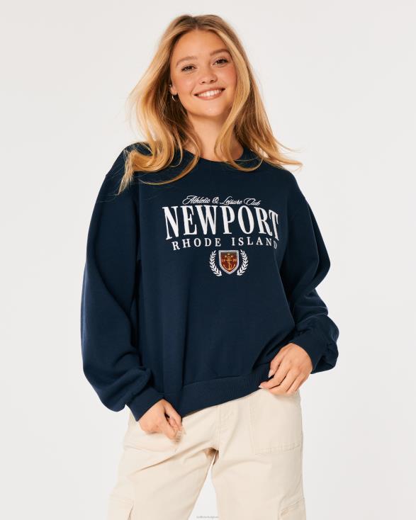 oversized Newport Rhode Island-sweatshirt met ronde hals marineblauw vrouwen Hollister toppen 06JX6