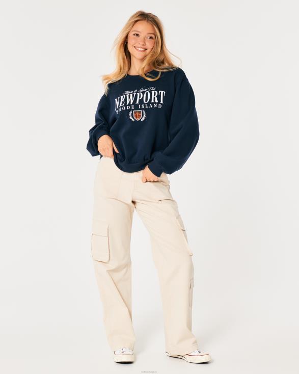 oversized Newport Rhode Island-sweatshirt met ronde hals marineblauw vrouwen Hollister toppen 06JX6