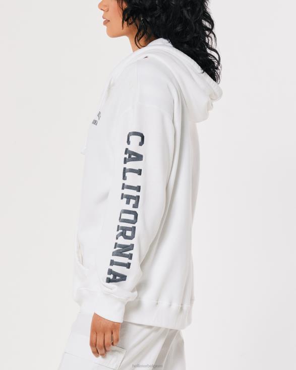oversized hoodie met volledige ritssluiting en beverly hills-graphic wit vrouwen Hollister toppen 06JX267