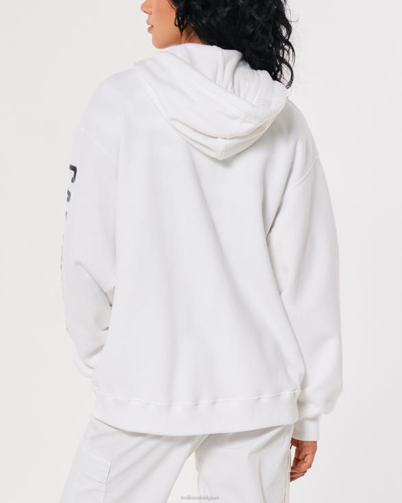 oversized hoodie met volledige ritssluiting en beverly hills-graphic wit vrouwen Hollister toppen 06JX267