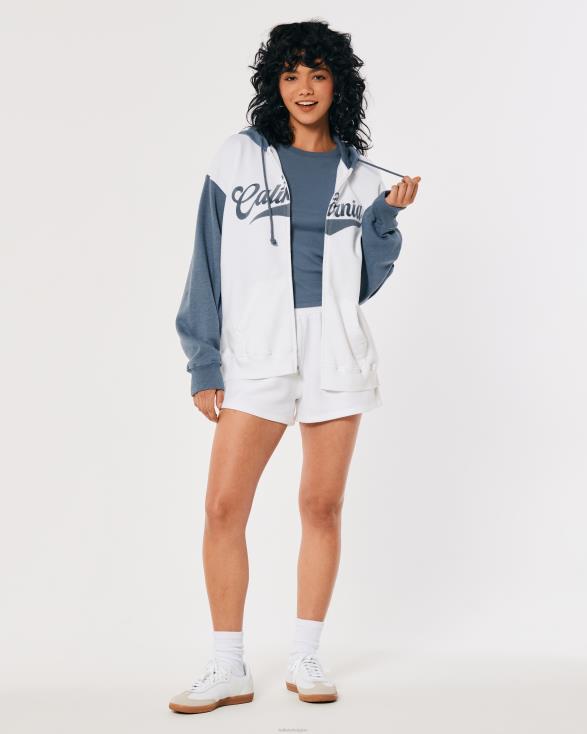 oversized hoodie met volledige ritssluiting en california graphic marine en wit vrouwen Hollister toppen 06JX259