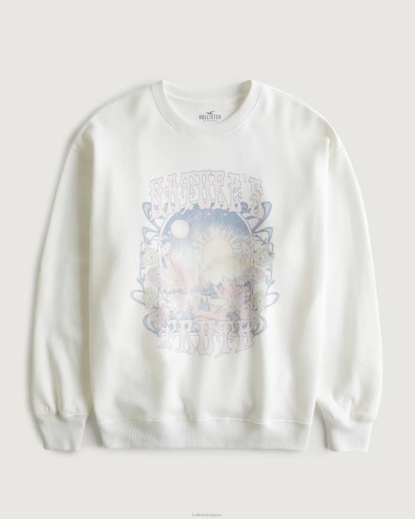 oversized nature's waarheid grafisch sweatshirt wit vrouwen Hollister toppen 06JX132